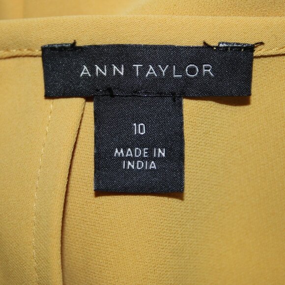 Ann Taylor Dress Sz 10 Mustard Yellow Pockets Knee Length 100% Polyester Dress - Picture 10 of 14